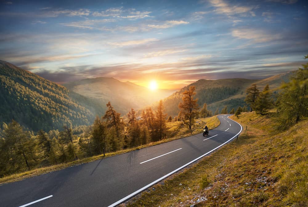 Cross country motorcycle trips through the mountains